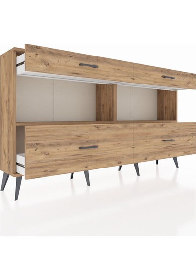 Arges Konsol 2 Raflı 4 Çekmeceli 176x30x99 Çam-çam Çam-çam