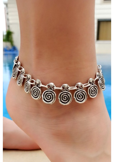 Antik Gümüş Kaplama Spiral Şekilli El Yapımı Ayarlanabilir  Kadın Gümüş