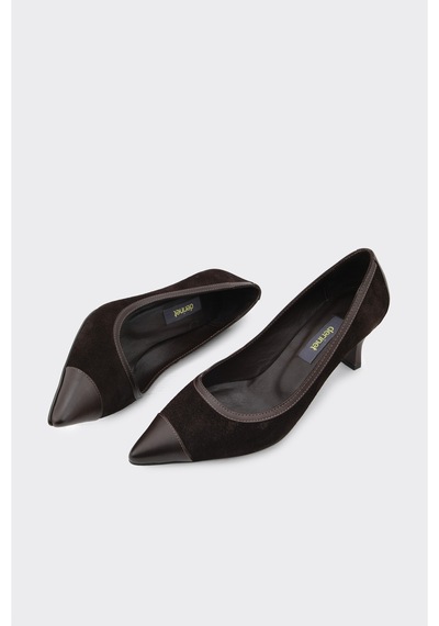 Derinet Hakiki Deri Topuklu Kadın Stiletto Kahve Kahve