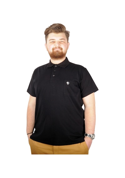 Mode Xl Büyük Beden T-Shirt Polo Cep Sup Basic 21557 Siyah 001