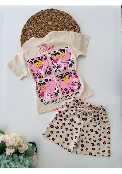 Miniğimin Cicileri Pink Panter Şortlu Kız Çocuk Penye Takım - Pembe