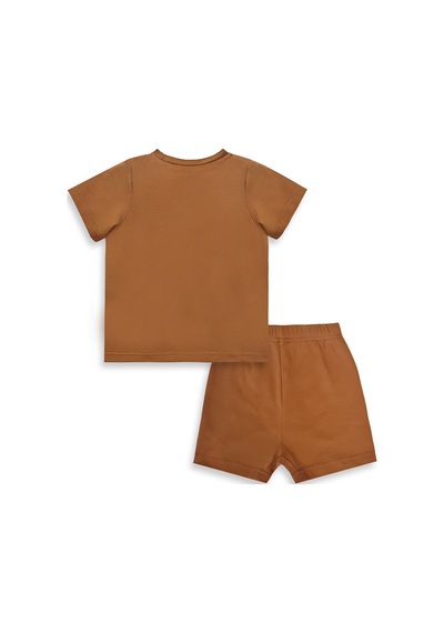 Denokids Dinozor Erkek Bebek T-shirt Kaşkorse Şort Takım Çok Renkli