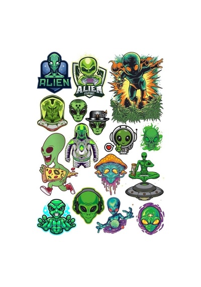 Uzaylılar Sticker Set 11 20 Parça Telefon, Tablet, Defter, Laptop Sticker