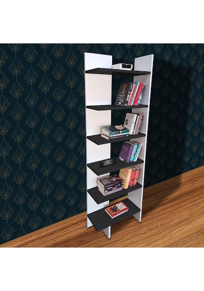 6 Raflı Köşe Kitaplık Dekoratif Köşe Kitaplığı Tlpk03s 001