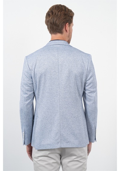 İmza Beyaz-lacivert Mono Yaka Örme 6 Drop Slim Fit Ceket 1002260153 Beyaz - Lacivert