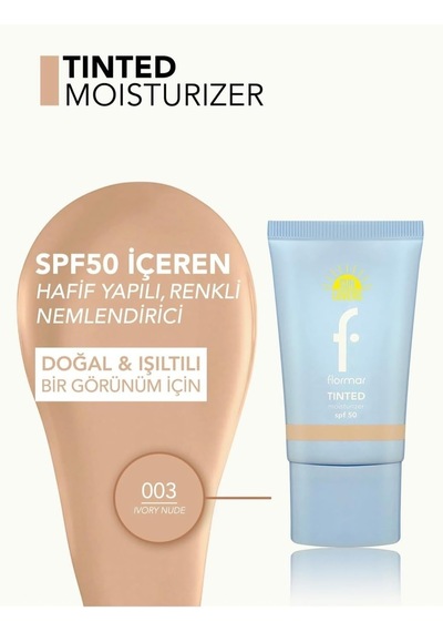 Sun Lovers Nemlendirici Etkili & Doğal Bitişli Renkli Güneş Koruyucu Spf50-003 Ivory Nude