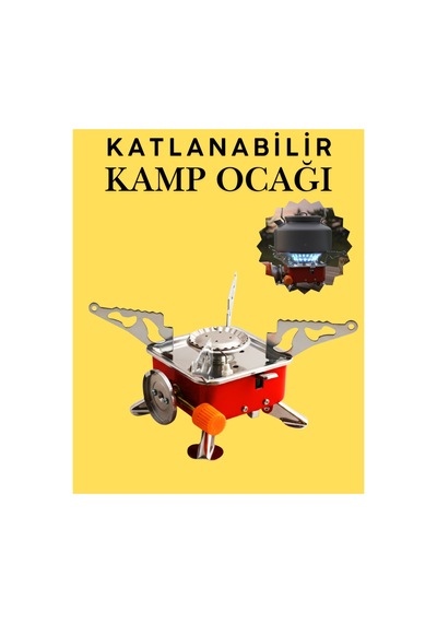 Portatif Kamp Ocağı - Tek Gözlü Manyetolu Piknik Ocağı - Kartuşlu Mini Ocak - Kırmızı Kırmızı