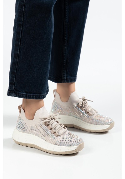 Suins Veina Model Taş İşlemeli Kadın Spor Ayakkabı Sneaker Ten