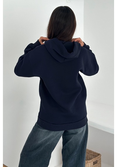 Noa & Noa Kadın Fular Detaylı Kapüşonlu Sweatshirt Casual Charm Lacivert