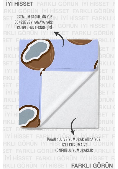 Hindistan Cevizi Tropikal Plaj Havlusu - Lila Modern Yaz Temalı Hızlı Kuruyan Mikrofiber Havlu Donuk Bulut