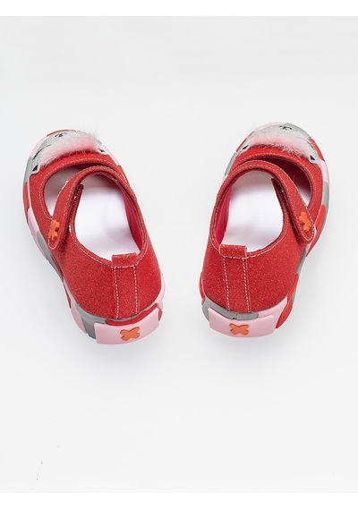 Kırmızı Simli Kedi Kız Sneaker Babet-kırmızı Kırmızı
