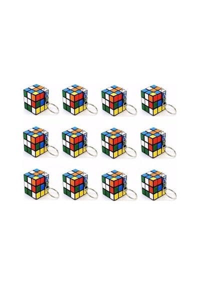 Mini Rubik Küp Anahtarlık Seti, Renkli Bulmaca Oyuncağı, Zeka Küpü Mini Anahtarlık 12 Adet