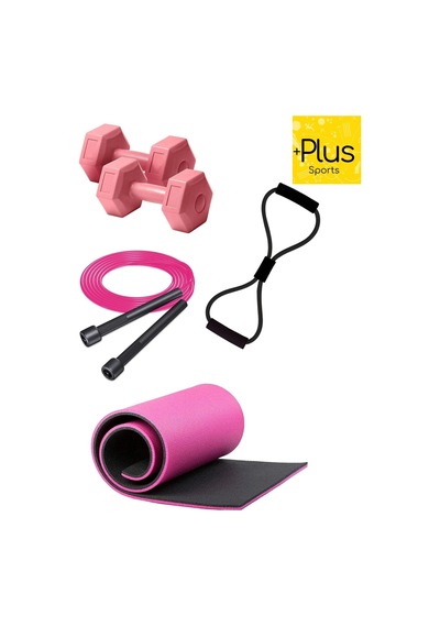 Pembe Full Deluxe Pilates Seti Yoga Matı Minderi Atlama İpi Dambıl Kelebek Direnç Pembe Pembe