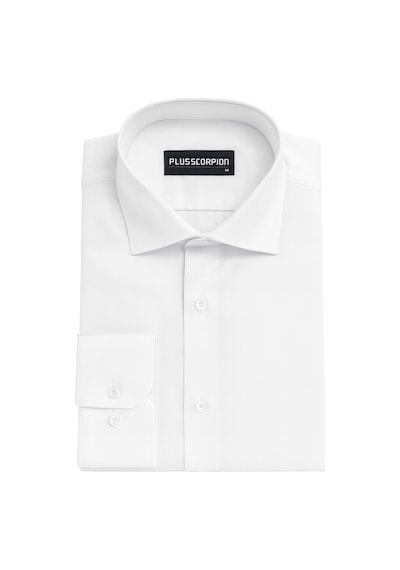 Plus Scorpion Erkek Klasik Slim Fit Gömlek Nefes Alan Kumaş, Şık Ofis Gömleği, Beyaz/siyah Beyaz