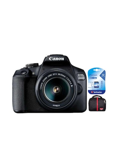 Canon EOS 2000D 18-55 MM DC III DSLR Fotoğraf Makinesi + Verbatim Premium 600X 32 GB Hafıza Kartı