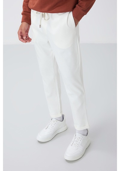 Tommy Life Ekru Yüzeyi Dokulu Standart Fit Erkek Eşofman Alt - 82154