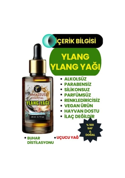 Amazeus Ylang Ylang Uçucu Yağı 2'li %100 Saf Ve Doğal Besleyici Etki 2x20 Ml / 1.4 Fl Oz