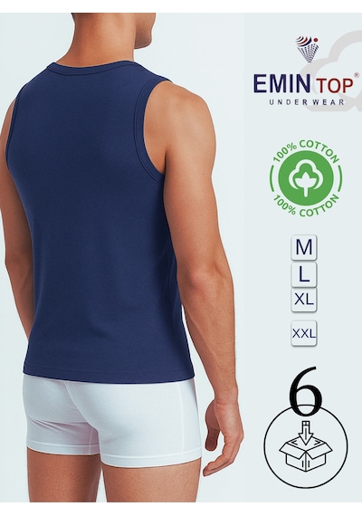 Mercan 6'lı Erkek İndigo Penye Atlet