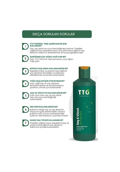 Tto Saç Ve Vücut Şampuanı 500 Ml Yeşil Çay Ağacı Yağı / Tea Tree Oıl