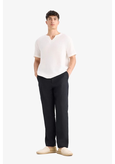 DeFacto %100 Keten Relax Fit Rahat Kesim Düz Paça Yazlık Pantolon - C1117AX25SPBK81 DeFacto %100 Keten Relax Fit Rahat Kesim Düz Paça Yazlık Pantolon - C1117AX25SPBK81