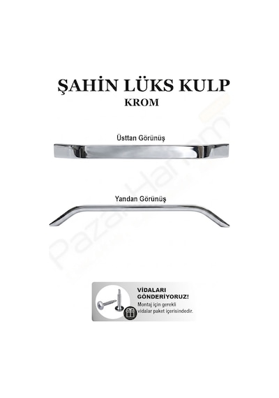 Pazar Hanem 224 Mm Şahin Lüks Mobilya Dolap Çekmece Kolu Kulpu - Krom / Siyah 2 Adet