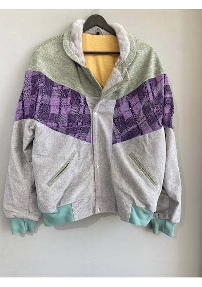 Unisex Aztek Retro Bomber Oversize Desenli Vintage Ceket Ymeg4 Çok Renkli