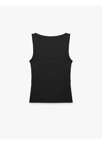 Koton Slim Fit Yuvarlak Yaka Kolsuz Top Siyah 6sak10291ek