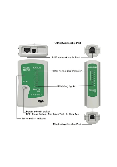 Network Test Cihazı Rj11 Rj45 Ledli Test Cihazı