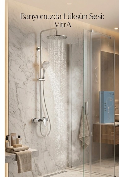 Vitr A Bliss Round 240 Duş Sistemi - Krom A45788 Gri