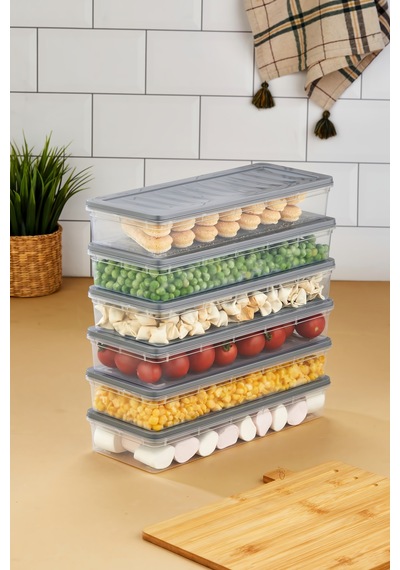 Multi Box 6 Lı Set Saklama Kabı Seti - Dondurucu & Mikrodalga Uyumlu Gri