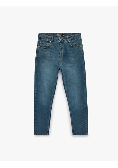 Koton Pamuklu Cep Detaylı Tapered Jean Pantolon - Joe Jean Orta İndigo 7wam40144nd