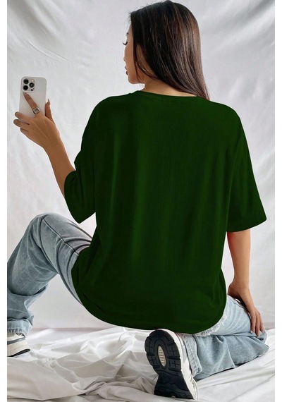 Uyguntarz Unisex Baseball Baskılı Oversize Tshirt Yeşil