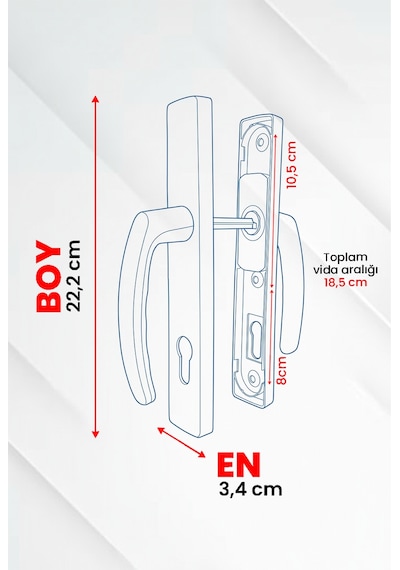 Plastik Yale Barelli Kapı Kolu, Pvc Pimapen, Balkon, Wc, Banyo, Beyaz, 1 Takım