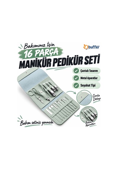 Yerliçöppoşeti Kendiliğininden Çantalı Seyahat Tipi 16 Parça Manikür Pedikür Seti