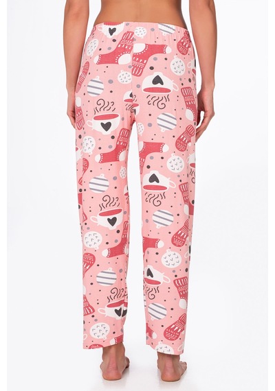 Kompedan Kadın Süet Kahve Desenli Pijama Tek Alt Desen 13