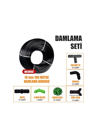 100 Metre Damla Sulama Sistemi Damlama Borusu Ve Ek Parçaları Bahçe Ağaç Fidan Sebze Sulama Ekipmanları Damlama Hortumu