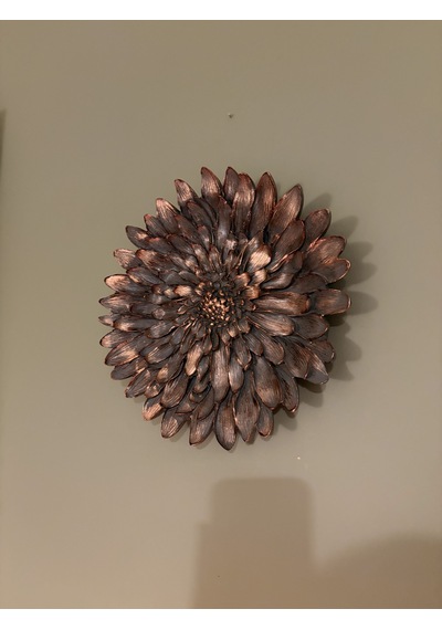 Dekoratif Çiçek Tabak / Sunumluk Haki & Altın Yaldız Eskitme 28 Cm