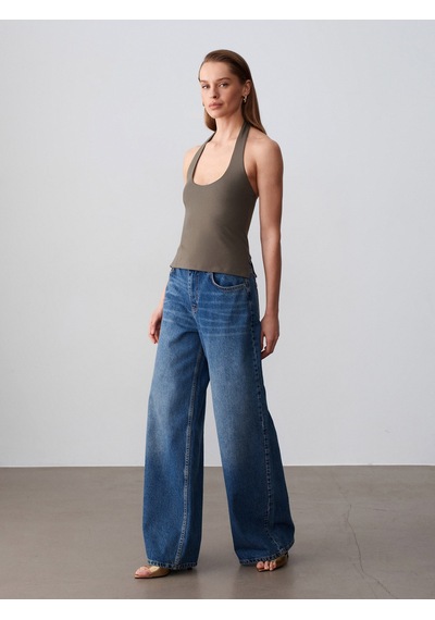 Dilvin 32726 Halter Yaka Top-haki