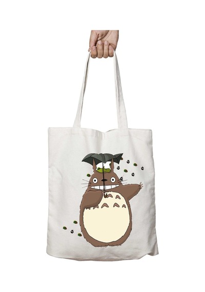 Art Hediye Anime Totoro Rainy İki Taraf Kalıcı Yıkanabilir Okul Plaj Omuz Bez Çanta Çok Renkli