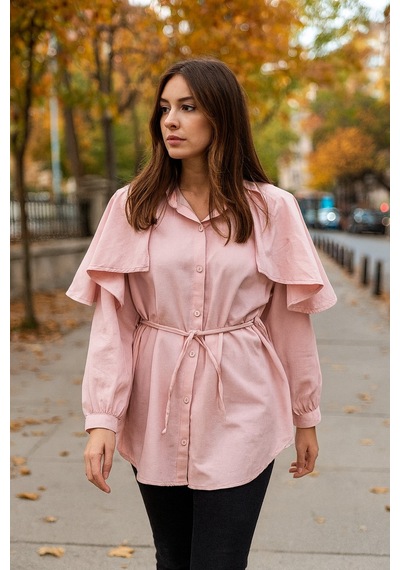 Unika Boutique Kadın Omuz Detaylı Gömlek Pembe