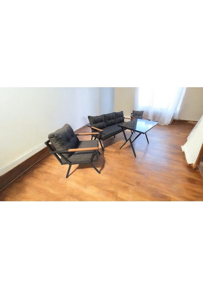 Pi Locca Bahçe Balkon Mobilyası Antrasit 3+1+1 Ve Perla Masa Antrasit