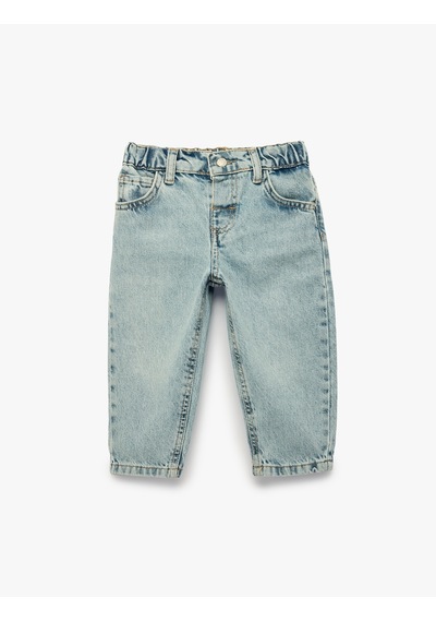 Koton Cep Detaylı Pamuklu Denim Pantolon Orta İndigo 7wmb40001td