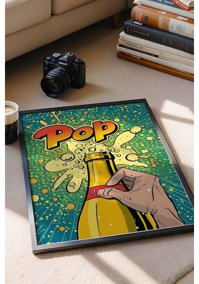 Şişe Açılışı Pop Art Çerçeveli Tablo - Pop Art Poster Tablo