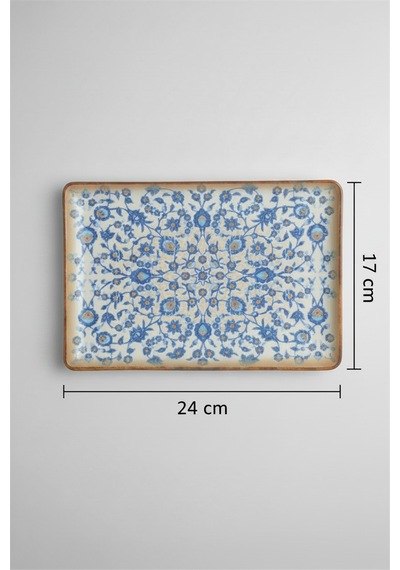 12'li Flora Dikdörtgen Kayık Tabak 24.17cm Dijital Tiara-a Rinart Krem