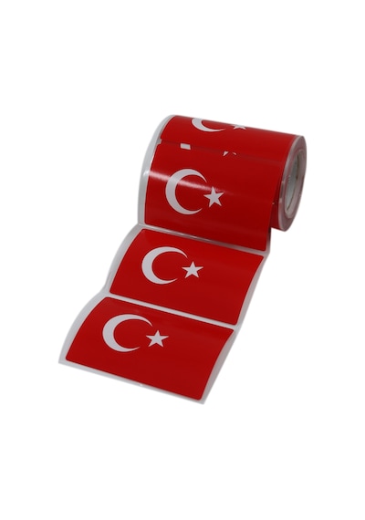 Kuşe Rulo Türk Bayrağı Etiketi 90mm X 60mm 300 Adet