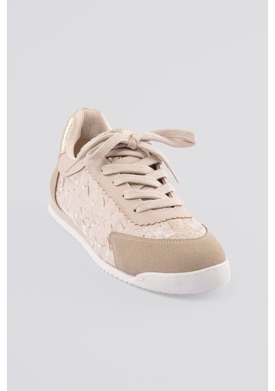 Mubiano Kadın Sneaker Taşlı Gold Ve Süet Detaylı Bağcıklı Spor Ayakkabı Zireya Bej Bej