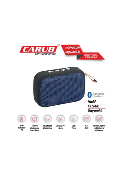 Carub Taşınabilir Kablosuz Bluetooth Hoparlör