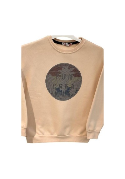 Cantoy Erkek Çocuk İçi Şardonlu Baskılı Sweatshirt-15198 Bej