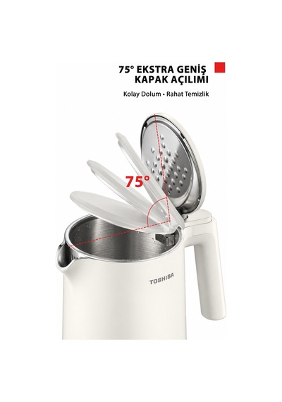 Toshiba Cool Touch KT-15PS1VME W Gizli Rezistanslı 1.5 L Beyaz Su Isıtıcı Kettle