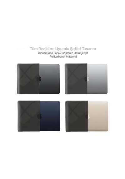 Macbook Air 13.3 İnç M1 İle Uyumlu Polikarbonat Sert Koruyucu Çizilme Ve Darbe Önleyici Kılıf A2337 A2179 A1932 Siyah Şeffaf, 13.3 İnç 2018-2022 Arası M1 İşlemci Belirtilmemiş